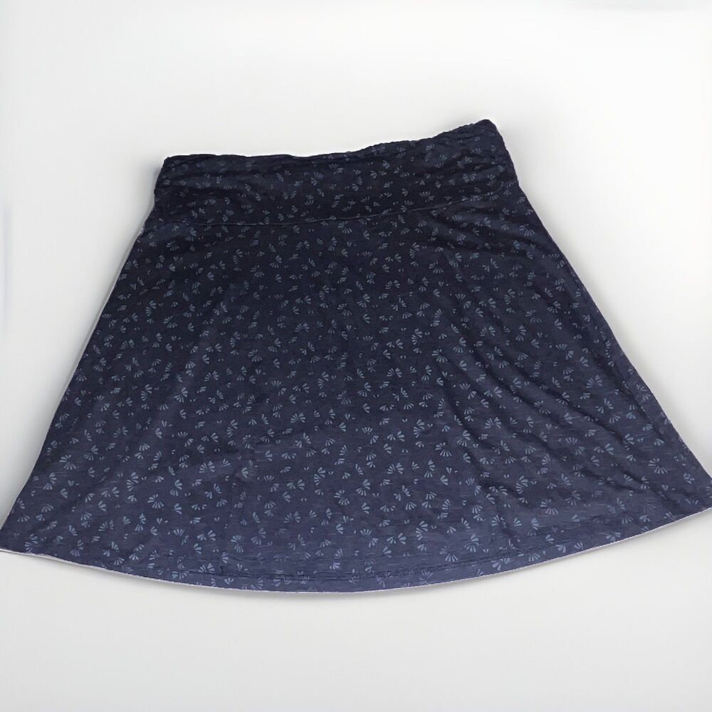 Toad&Co Women's Blue Floral Knit Chaka A-Line Pull-On Skirt Short Length, XL